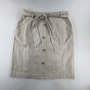 New Ann Taylor White Pencil Skirt 12 Linen Blend Easy Chic Minimalist Classic